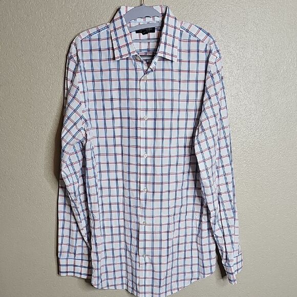 Banana Republic Grant Fit 120s Blue and Red Plaid Button Down Shirt Long Sleeve - Picture 1 of 7
